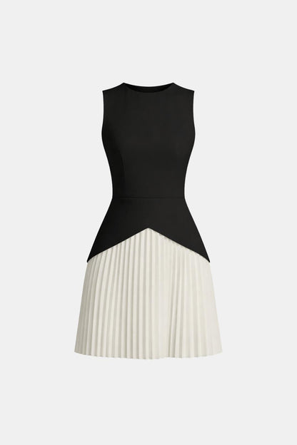 Robe Mini Avec Coupe Sans Manches Et Jupe Plissée Pour Femme | Idéal Pour Événements Et Quotidien