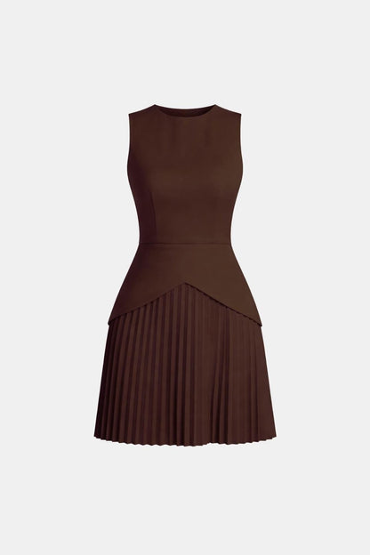 Robe Mini Avec Coupe Sans Manches Et Jupe Plissée Pour Femme | Idéal Pour Événements Et Quotidien