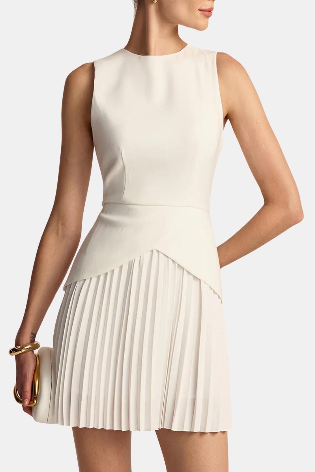 Robe Mini Avec Coupe Sans Manches Et Jupe Plissée Pour Femme | Idéal Pour Événements Et Quotidien