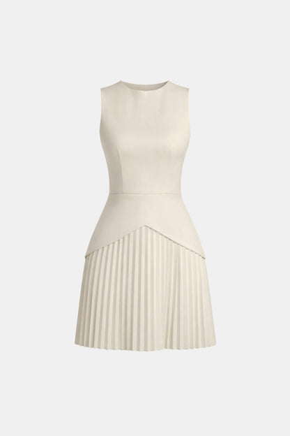 Robe Mini Avec Coupe Sans Manches Et Jupe Plissée Pour Femme | Idéal Pour Événements Et Quotidien