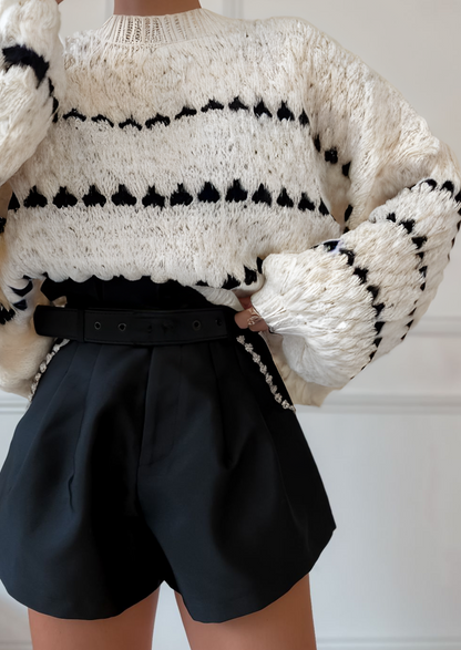 Pull à Manches Longues avec Manches Lanternes et Maille Épaisse pour Femmes | Idéal pour l’Hiver