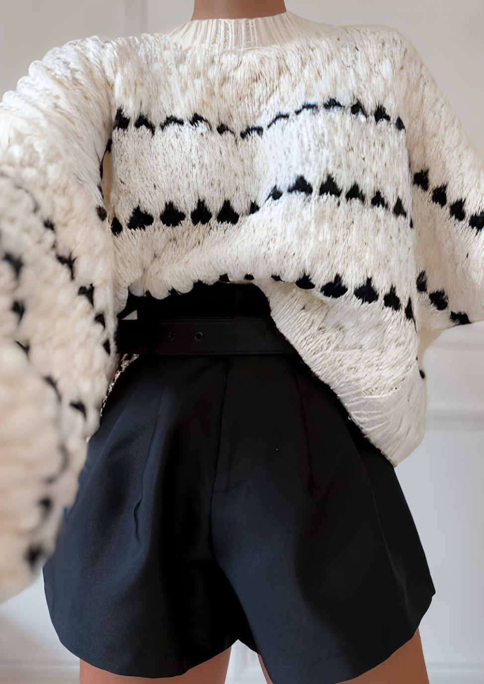 Pull à Manches Longues avec Manches Lanternes et Maille Épaisse pour Femmes | Idéal pour l’Hiver
