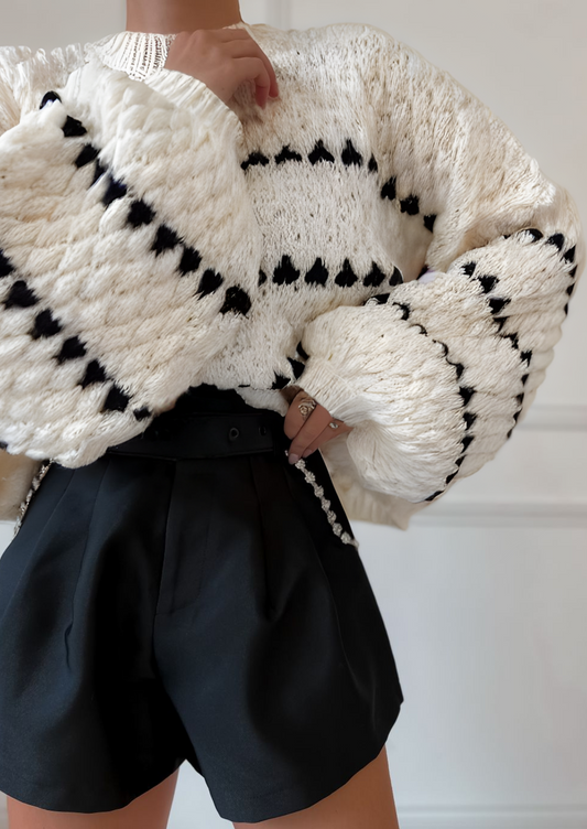 Pull à Manches Longues avec Manches Lanternes et Maille Épaisse pour Femmes | Idéal pour l’Hiver