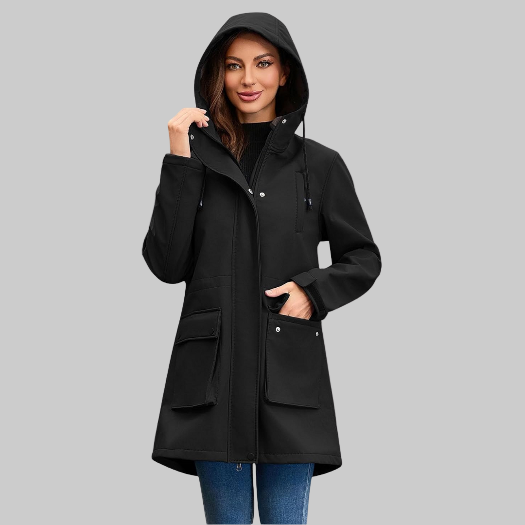 Veste Longue avec Capuche et Protection Contre les Intempéries pour Femme | Idéale pour les Journées de Pluie et les Activités en Extérieur
