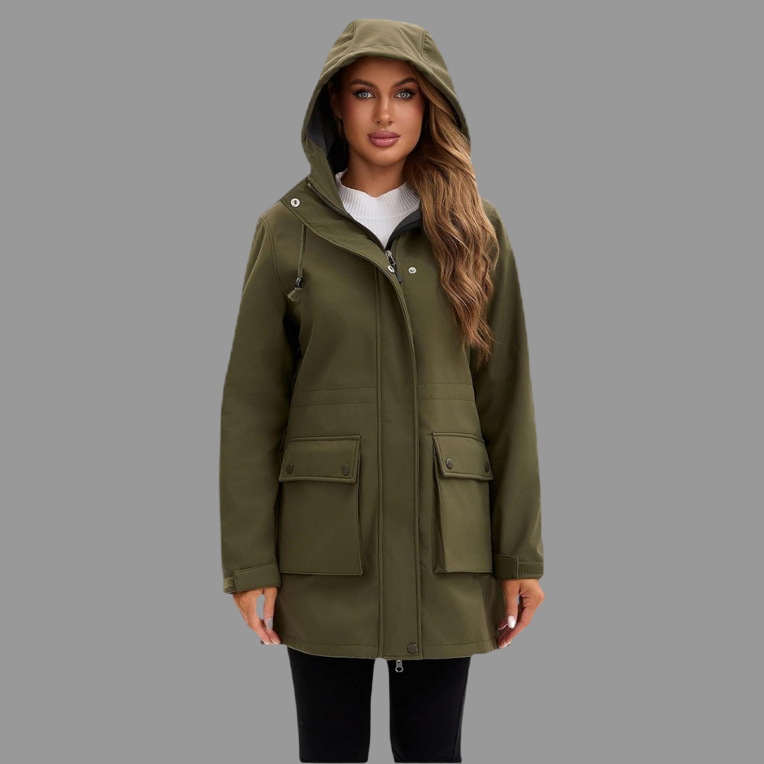 Veste Longue avec Capuche et Protection Contre les Intempéries pour Femme | Idéale pour les Journées de Pluie et les Activités en Extérieur