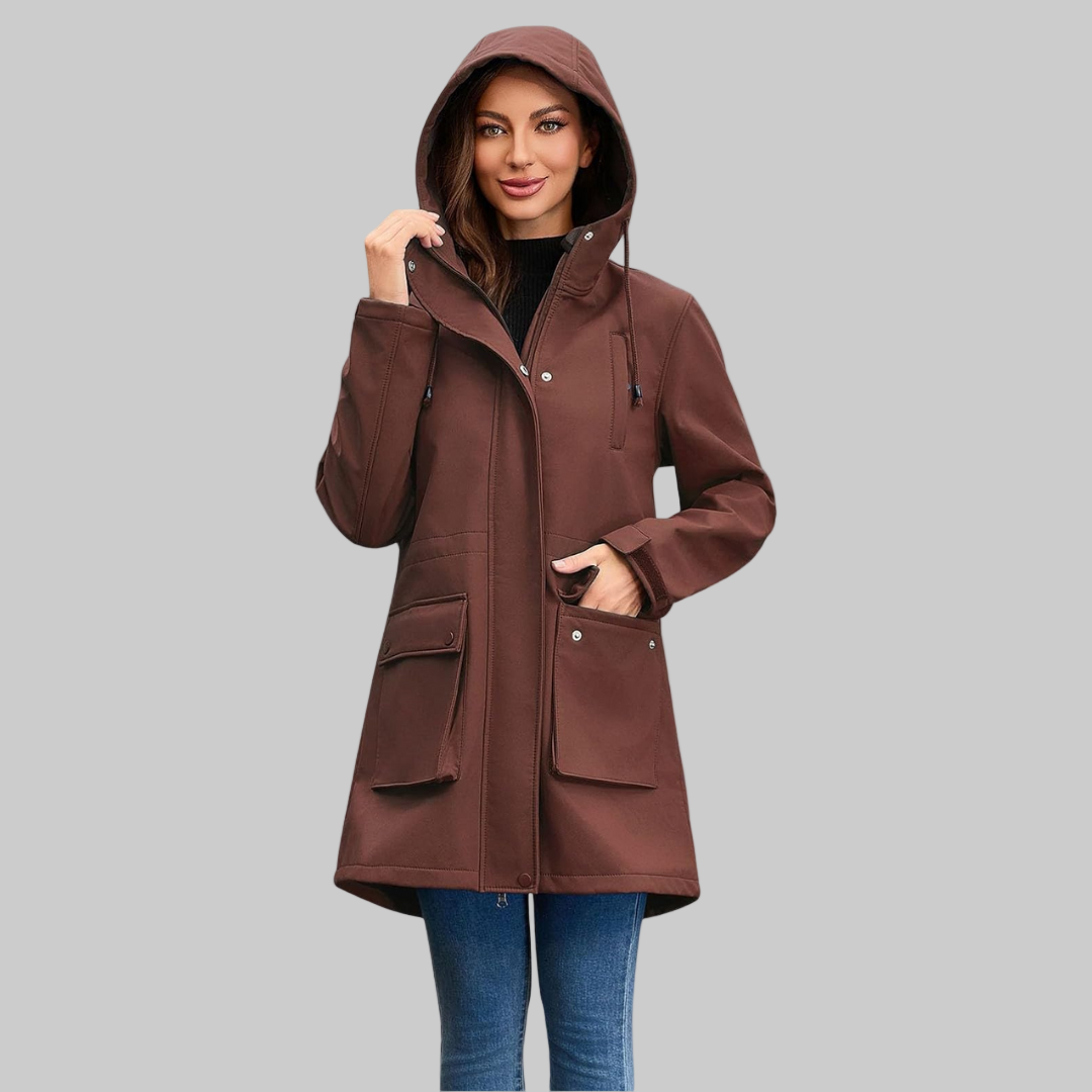 Veste Longue avec Capuche et Protection Contre les Intempéries pour Femme | Idéale pour les Journées de Pluie et les Activités en Extérieur