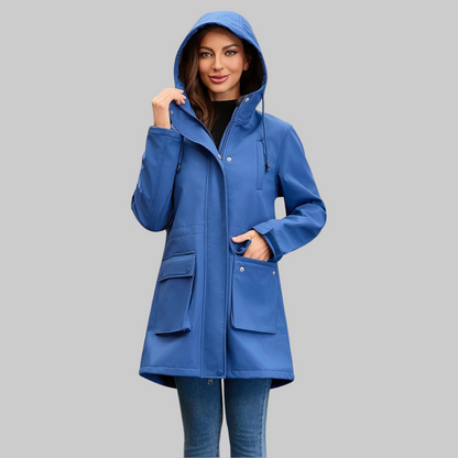 Veste Longue avec Capuche et Protection Contre les Intempéries pour Femme | Idéale pour les Journées de Pluie et les Activités en Extérieur