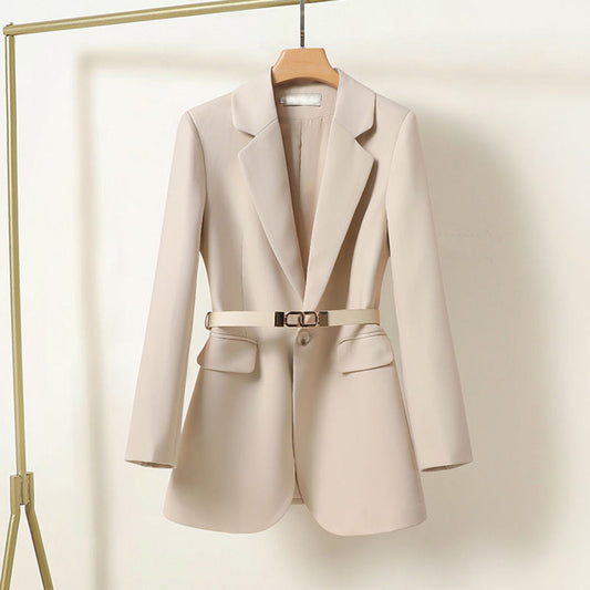 Blazer Long avec Ceinture Et Col à Revers pour Femme | Idéal pour Le Travail Et Les Occasions Formelles