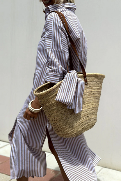 Robe d’Été à Rayures avec Coupe Droite pour Femme | Idéale pour la Plage ou les Sorties en Ville