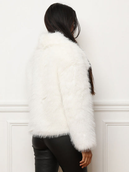 Manteau à Effet Fourrure avec Col Large pour Femmes | Idéal pour l’Hiver