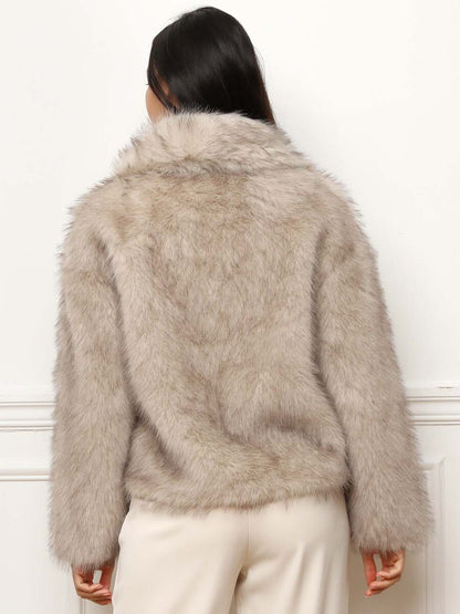 Manteau à Effet Fourrure avec Col Large pour Femmes | Idéal pour l’Hiver