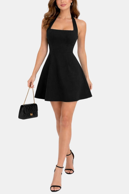 Robe Mini Avec Coupe A-line Et Col Halter Pour Femme | Idéal Pour Été Et Sorties Décontractées