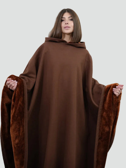 Poncho Oversize À Capuche Pour Femme | Idéal Pour L'automne Et L'hiver