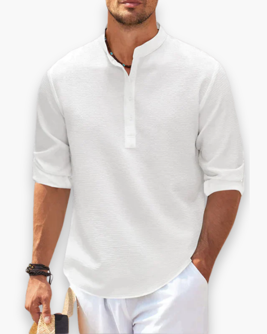 Chemise Décontractée à Manches Courtes avec Col Montant pour Homme | Idéal pour l’Été