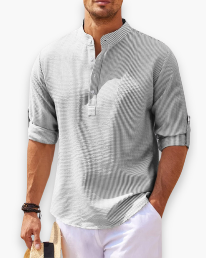 Chemise Décontractée à Manches Courtes avec Col Montant pour Homme | Idéal pour l’Été