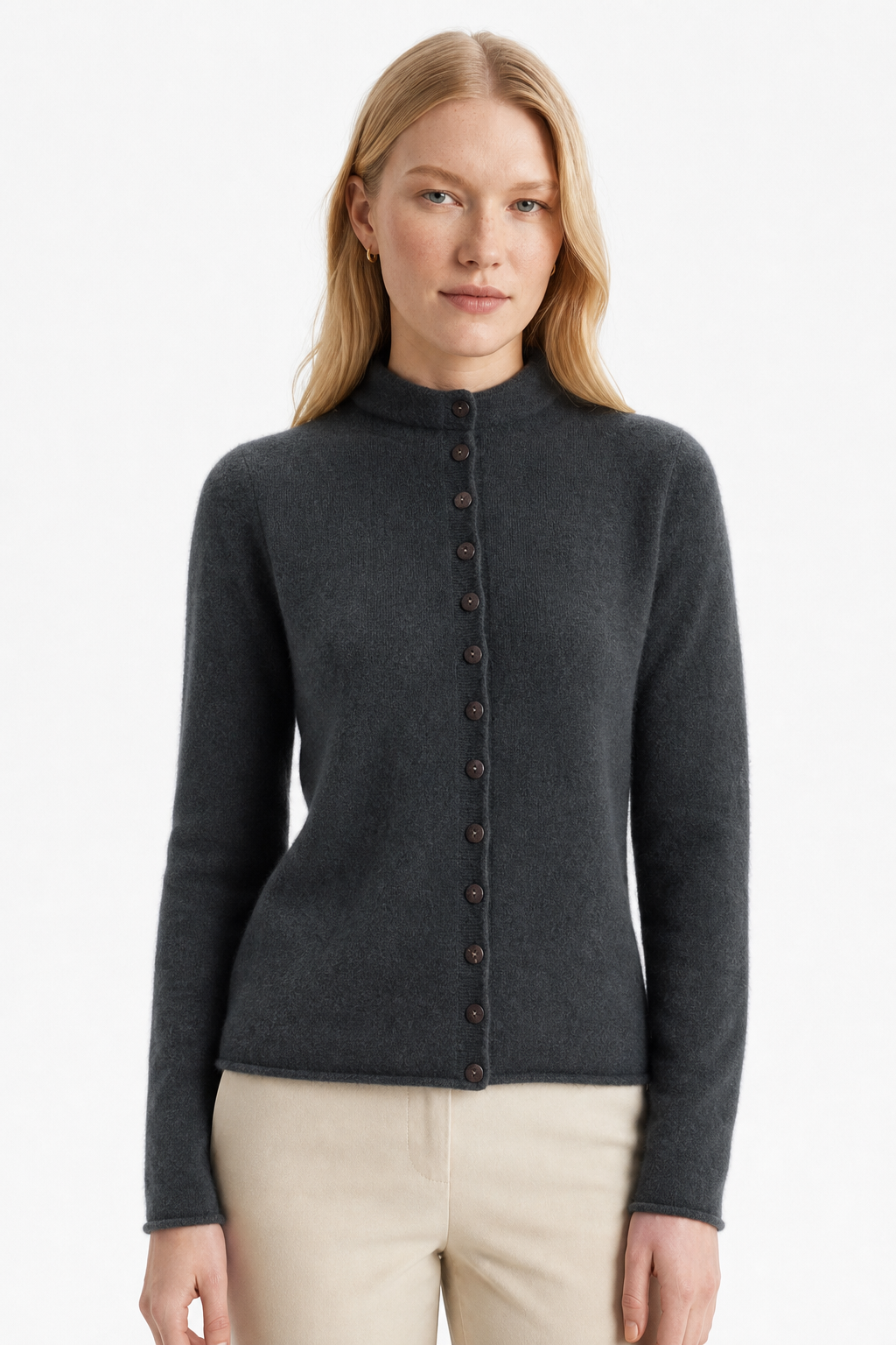 Cardigan boutonné pour femmes à col rond | Idéal pour l'automne et le bureau