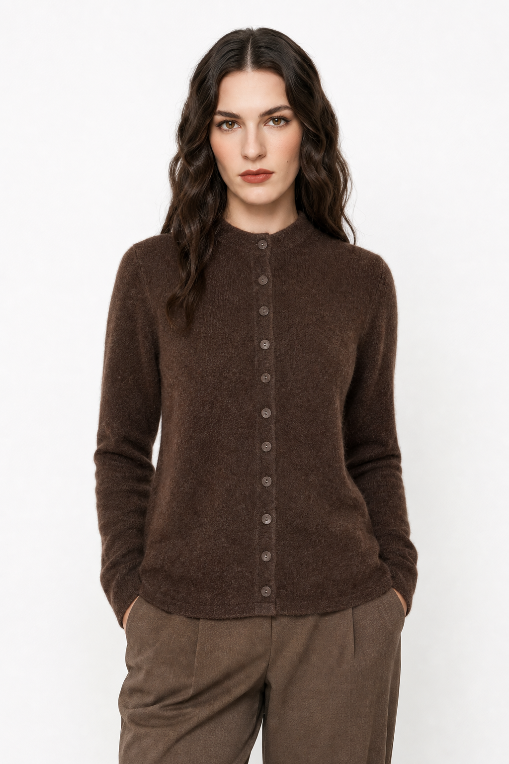 Cardigan boutonné pour femmes à col rond | Idéal pour l'automne et le bureau