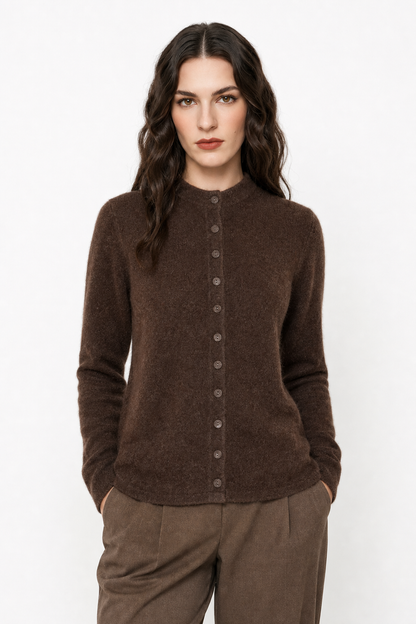 Cardigan boutonné pour femmes à col rond | Idéal pour l'automne et le bureau
