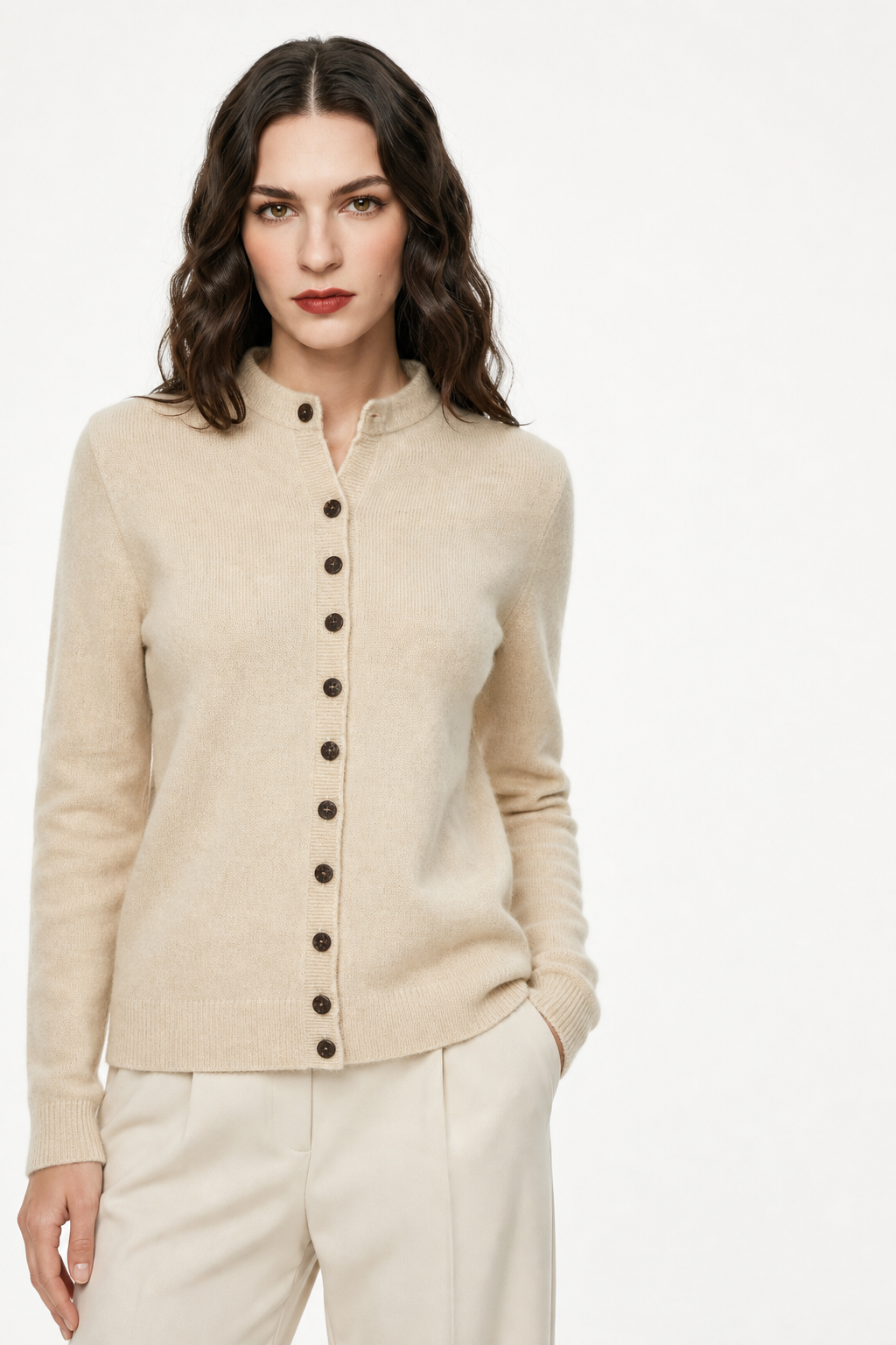 Cardigan boutonné pour femmes à col rond | Idéal pour l'automne et le bureau