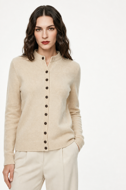 Cardigan boutonné pour femmes à col rond | Idéal pour l'automne et le bureau