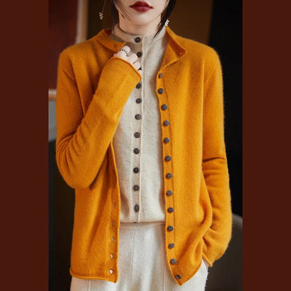 Cardigan boutonné pour femmes à col rond | Idéal pour l'automne et le bureau