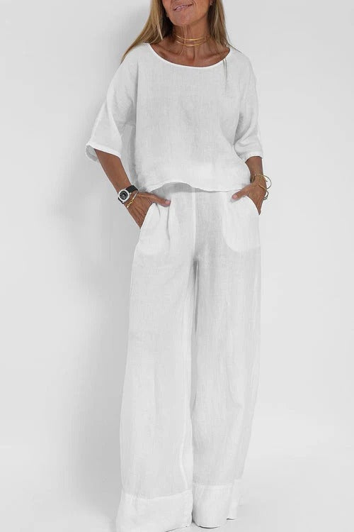 Ensemble Avec Haut Court Et Pantalon Large pour Femme | Idéal pour Les Journées d’Été