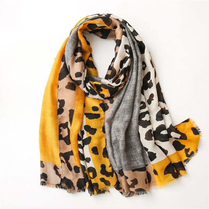 Écharpe À Imprimé Patchwork avec Franges pour Femme | Idéale pour Toutes Les Saisons