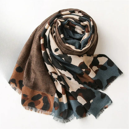Écharpe À Imprimé Patchwork avec Franges pour Femme | Idéale pour Toutes Les Saisons
