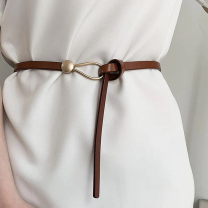 Ceinture fine à boucle anneau pour femmes