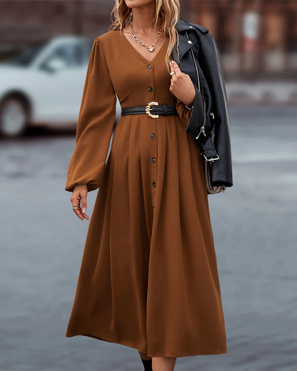 Robe Avec Manches Longues Et Col En V Pour Femmes | Idéale Pour Diverses Occasions