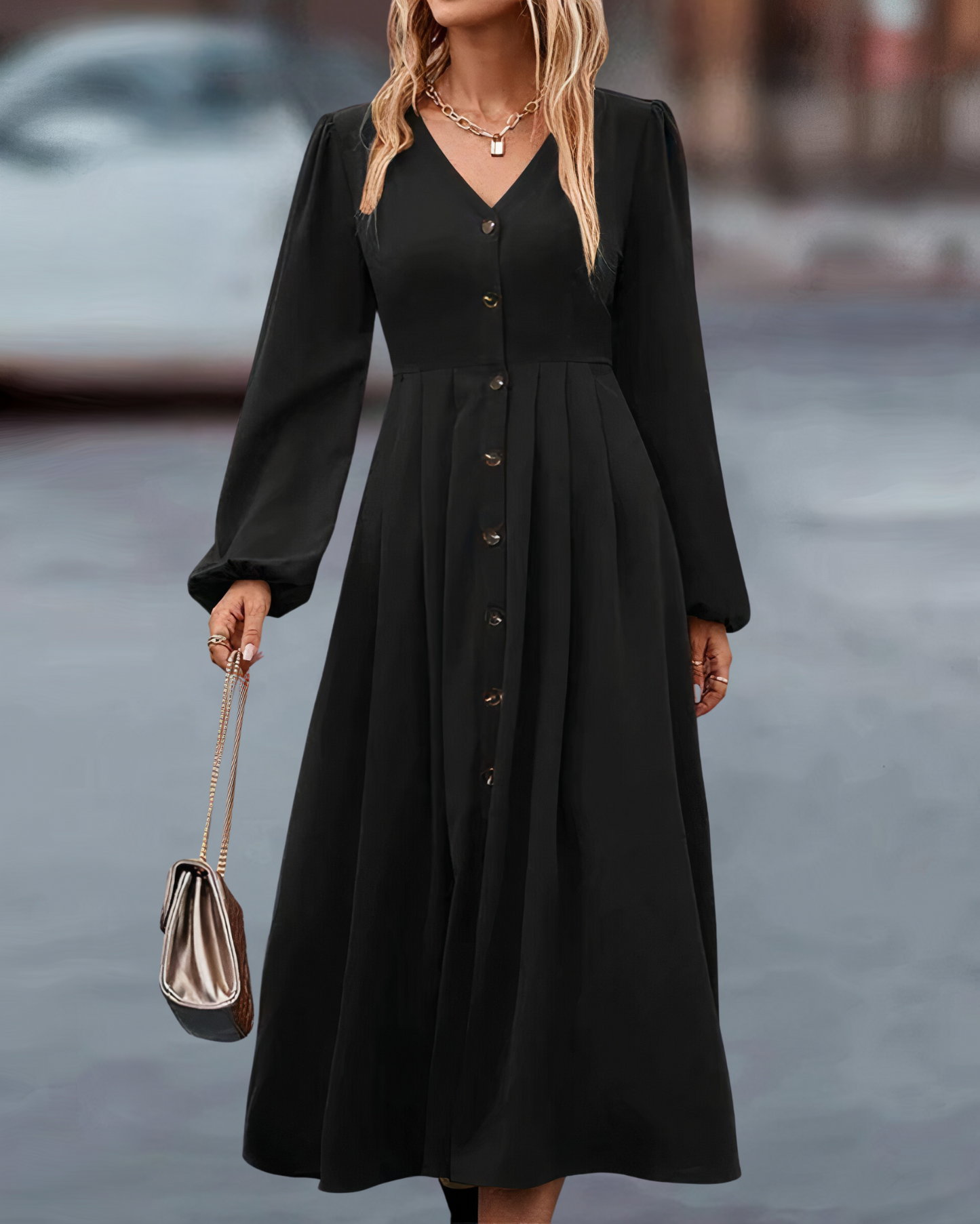 Robe Avec Manches Longues Et Col En V Pour Femmes | Idéale Pour Diverses Occasions