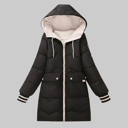 Veste d’Hiver Longue avec Capuche pour Femme | Idéale pour les Journées Froides et les Déplacements Quotidiens