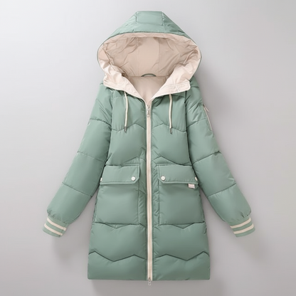 Veste d’Hiver Longue avec Capuche pour Femme | Idéale pour les Journées Froides et les Déplacements Quotidiens