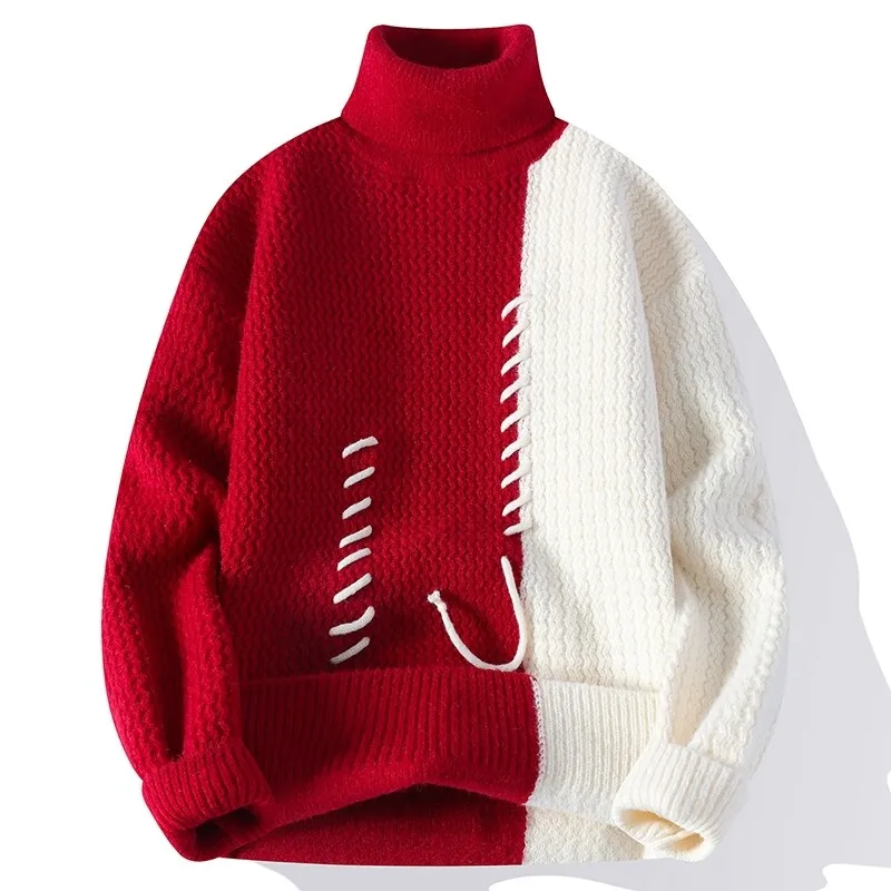 Pull À Col Roulé avec Design Bicolore pour Adultes | Idéal pour Les Tenues Par Temps Frais