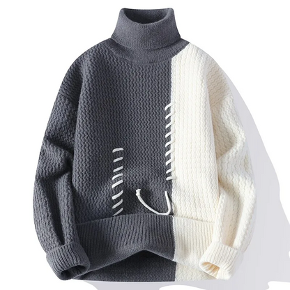Pull À Col Roulé avec Design Bicolore pour Adultes | Idéal pour Les Tenues Par Temps Frais