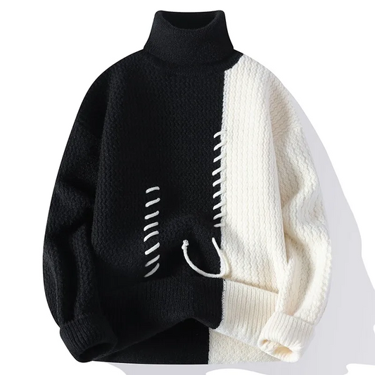 Pull À Col Roulé avec Design Bicolore pour Adultes | Idéal pour Les Tenues Par Temps Frais