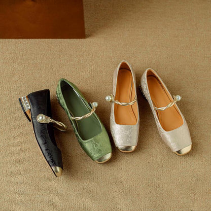 Ballerines à bride avec détail doré pour femme | idéal pour le bureau et les occasions spéciales