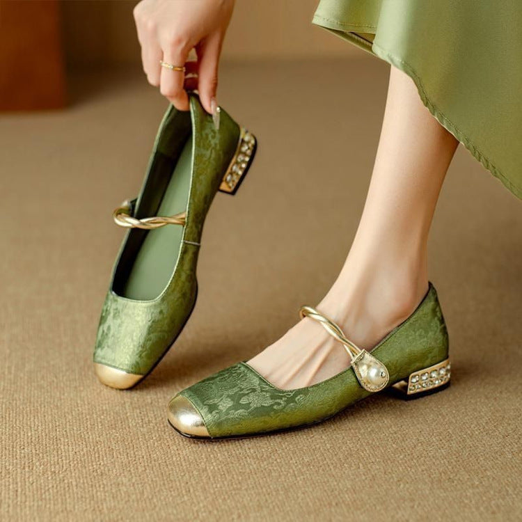 Ballerines à bride avec détail doré pour femme | idéal pour le bureau et les occasions spéciales