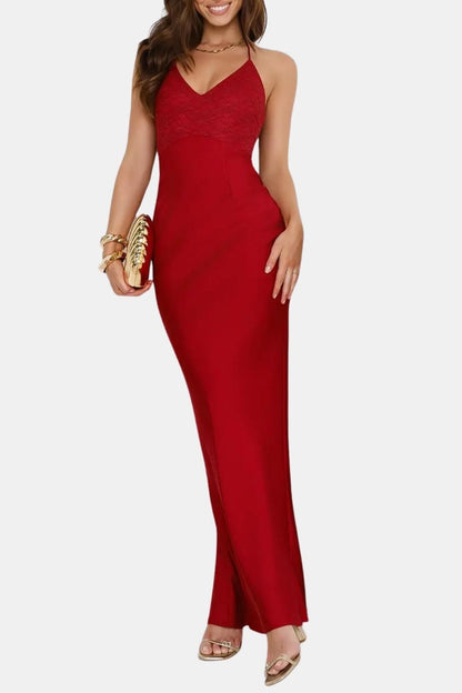 Robe Maxi Avec Fines Bretelles Et Corsage Détaillé Pour Femme | Idéale Pour Les Soirées Et Occasions Formelles
