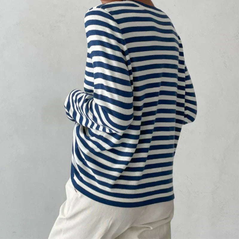Pull À Rayures Avec Col Rond Et Coupe Légèrement Ample Pour Femmes | Idéal Pour Tenues Quotidiennes