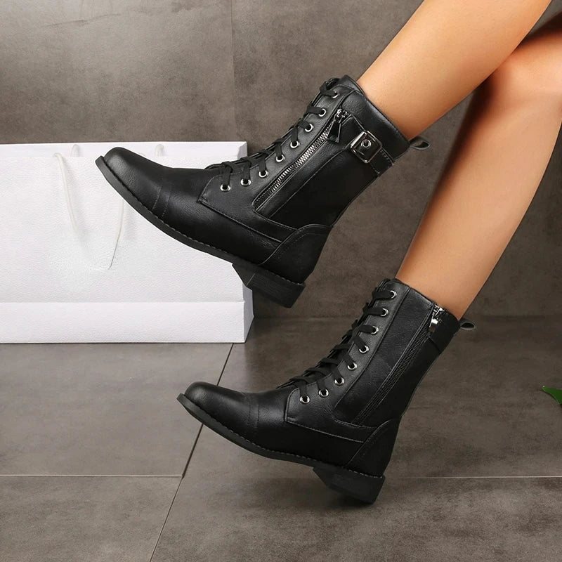 Bottes à lacets et zip pour femmes