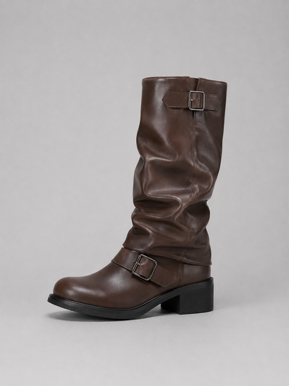 Bottes hautes à boucles pour femmes