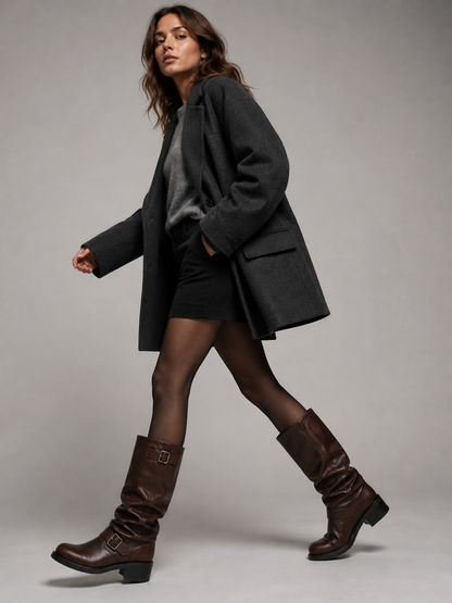 Bottes hautes à boucles pour femmes