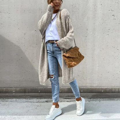 Cardigan Long Tricoté À Devant Ouvert Pour Femme | Idéal Pour L'automne
