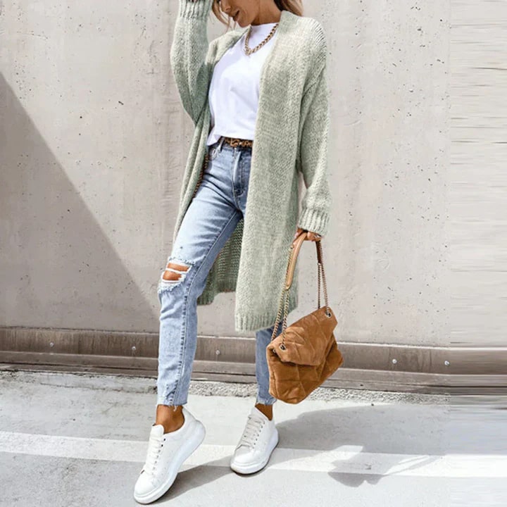 Cardigan Long Tricoté À Devant Ouvert Pour Femme | Idéal Pour L'automne