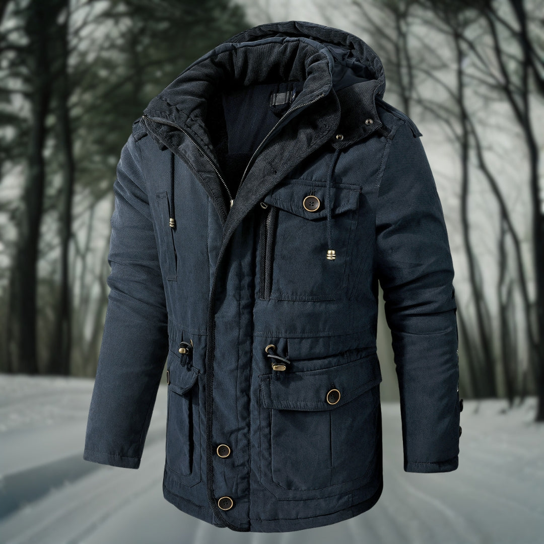 Manteau Long avec Capuche et Fermeture Zippée pour Hommes | Idéal pour l'Hiver