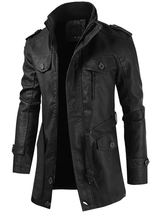 Veste Mi-Longue avec Col Classique et Fermeture Zippée pour Hommes | Idéale pour la Mi-Saison