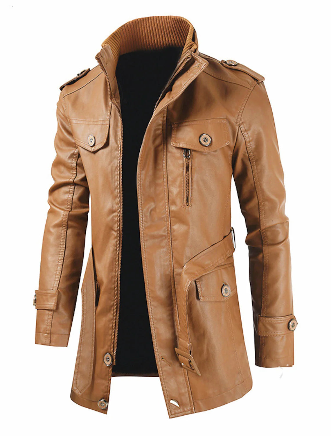 Veste Mi-Longue avec Col Classique et Fermeture Zippée pour Hommes | Idéale pour la Mi-Saison