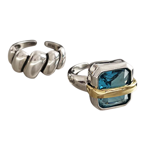 Bague Avec Pierre Bleue Et Finition Argentée Pour Femme | Idéale Pour Un Usage Quotidien Ou Des Occasions