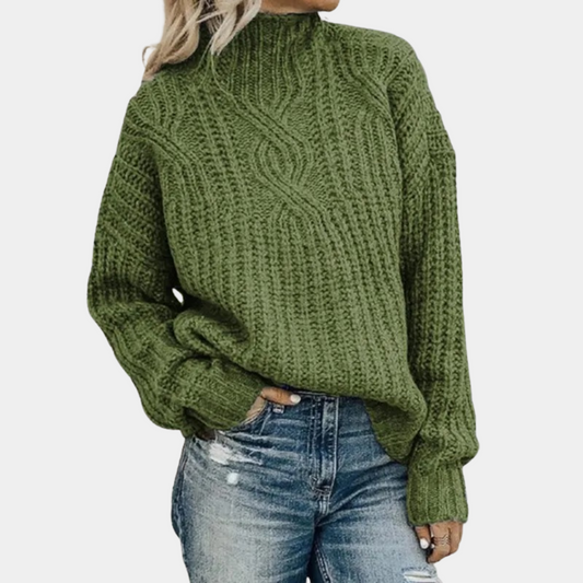 Pull pour Femme Avec Motif Câble Et Col Montant | Idéal pour L’Hiver